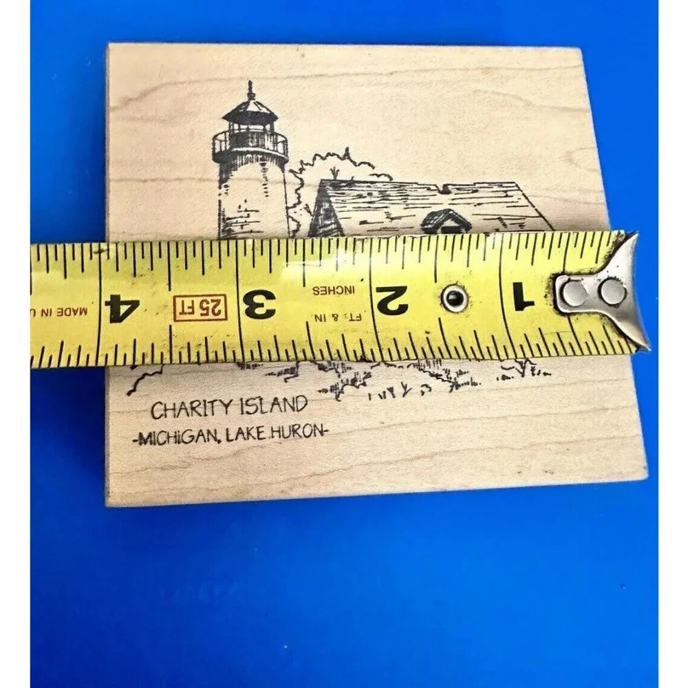 Charity Island Lighthouse Lake Huron Michigan‎ Rubber Stamp See Pictures